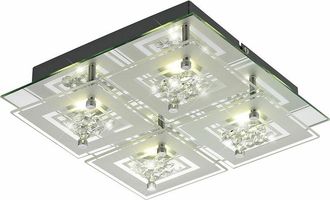 Esto 12 watt led plafoniera cromo vetro satinato cristalli9740045-4 Miranda