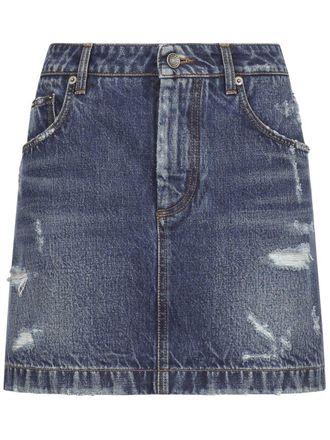 Dolce & Gabbana Minigonna denim con effetto vissuto - Blu
