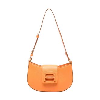 Hogan Leren Schoudertas - Dames - Schoudertassen - Oranje - ONE Size - Leer - Tassen