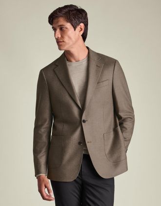 CHARLES TYRWHITT Wool Silk Jacket - Mocha Size 36R by Charles Tyrwhitt