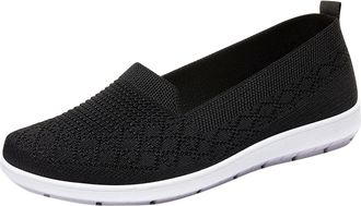 Generic Womens Slip On Trainers Mesh Walking Tennis Shoes Lightweight Breathable Classic Comfortable Casual Running Shoes Gym Workout Sports Black