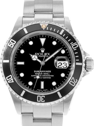 Rolex Pre-owned Rolex Submariner Date Automatic Chronometer Black Dial Mens Watch 16610 BKSO