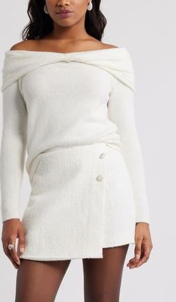 Open Edit Twisted Collar Sweater in Ivory at Nordstrom Rack, Size Xx-Small