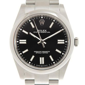 Rolex Pre-owned Rolex Oyster Perpetual Automatic Chronometer Black Dial Mens Watch 124300BKSO