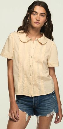 Lucky Brand Womens Short Sleeve Peter Pan Blouse