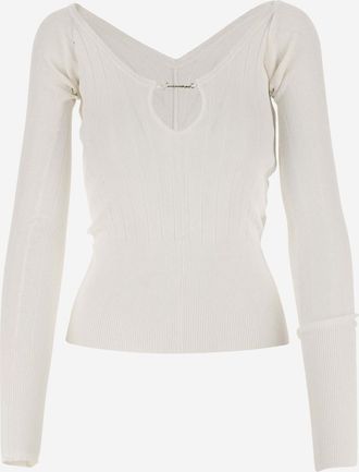 Jacquemus Beige V-neckline Sweater