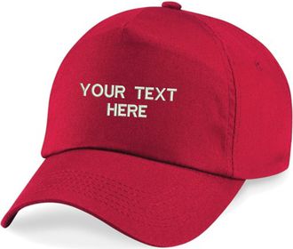 Generic Personalised Embroidered BC010 Baseball Cap Add Your Text, Unisex Workwear Baseball Cap (Classic Red)