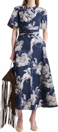 Altuzarra Kirsty Dress In Berry Blue Horses