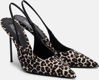PARIS TEXAS Lidia leopard-print canvas slingback pumps