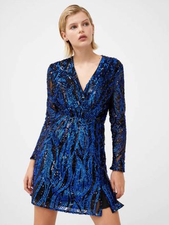 French Connection Deniz Embellished Mini Dress In Surf The Web
