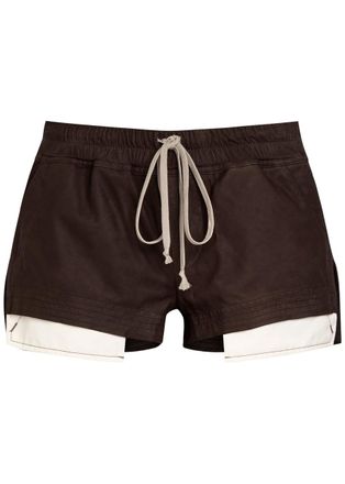 Rick Owens Fog Boxers Suede Shorts - Dark Brown - 38 (UK6 / XS)