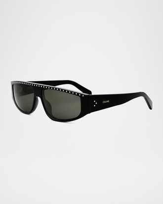 Celine Men & apos;s Animation Acetate Rectangle Sunglasses
