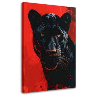 Feeby Impresi&oacute;n De Imagen, Pantera Negra Animal Fondo Rojo, 80x120