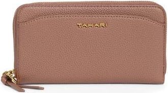 Elie Tahari Barclay Faux Leather Zip Around Continental Wallet in Coffee at Nordstrom Rack