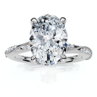Pompeii3 2 1/5Ct Oval Diamond Engagement Camellia Ring 14k Gold Lab Grown