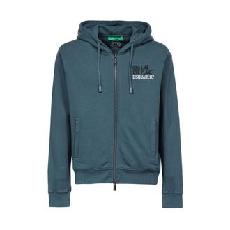 Dsquared2 Zip-throughs, male, Blue, L, Cotton Zip Hoodie with Logo