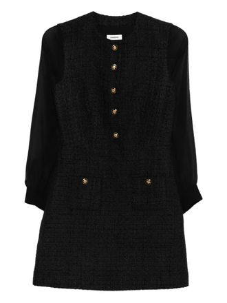 Sandro button-detailed tweed mini dress - women - Polyester/Polyester - 34 - Black