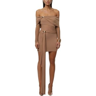 JLUXLABEL Glow State Drape Dress in Beige at Nordstrom, Size X-Small