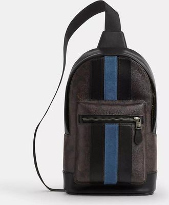 Coach West Pack In Signature Canvas With Varsity Stripe