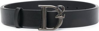 Dsquared2 logo-buckle leather belt - men - Calf Leather/Zamak - 100 - Black