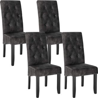 Woltu Sillas De Comedor Set De 4 Sillas Cocina Asiento Acolchado Tapizado En Terciopelo Estructura De Madera Sill&oacute;n Gris Oscuro - Woltu