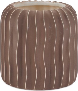 Melrose International Wavy Ribbed Ceramic Vase (Set of 2) - Brown