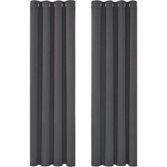 OEM Cortinas T&eacute;rmicas Opacas - 135 X 240 Cm, Gris Oscuro, Ojales Met&aacute;licos, Juego De 2