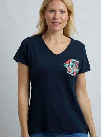 Weird Fish No Rain No Flowers Slub Pocket T-Shirt in Navy at Nordstrom, Size 18