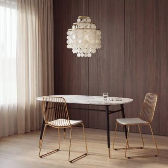 Maisons du monde L&aacute;mpara de techo de acero dorado y n&aacute;car &Oslash;43 cm