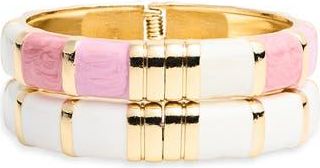 Natasha 2-Pack Enamel Hinge Bracelets in Pink/White at Nordstrom Rack