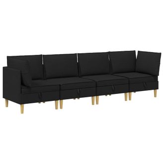 vidaXL Set Di Divani Modulari Con Spazio Di Archiviazione 4 Pz Nero Vidaxl