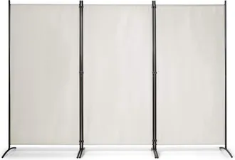 Costway Biombo De 3 Piezas 260 X 183 Cm/separador Divisor Con Almohadilla De Pie Ajustable Pantalla De Privacidad Beige - Costway