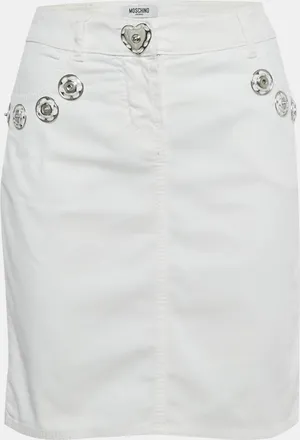 Moschino White Denim Button Detail Pencil Skirt M Waist 31