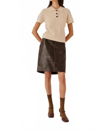 The Garment Como Cable Mini Polo Top In Macadamia