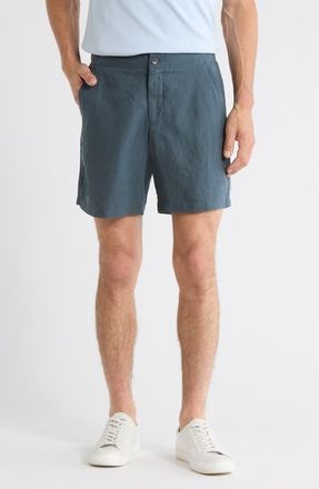 Nordstrom Flat Front Linen Chino Shorts in Blue Slate at Nordstrom, Size Xx-Large