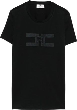 Elisabetta Franchi Tops, Dames, Zwart, L, Katoen, Cotton Jersey T-Shirt