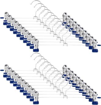 OEM Juego De 20 Perchas Met&aacute;licas Para Pantalones, De Aproximadamente 30 Cm De Largo, Con 2 Pinzas Extra&iacute;bles, Gancho Giratorio De 360&deg;, Aptas Para Pantal