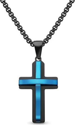 Edforce Mens Cross Pendant Necklace in Blue at Nordstrom Rack