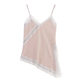 Imperial Sleeveless Tops, female, Pink, Size: XS Straight V-neck Satin Camisole