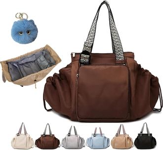 Generic Essential Tote, Travel Bag, 15 Pockets Compartments, Multifunctional Travel Organizer Bags (Brown)