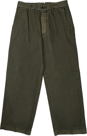 Nine In The Morning Olive Green Wide-Leg Cotton Pants