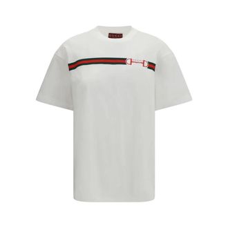 Gucci Klassiek Katoenen T-shirt met Ronde Hals - Dames - T-shirts - Wit - S - Katoen - Tops