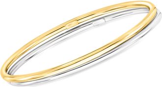 Ross-Simons Italian Sterling Silver and 22kt Gold Over Sterling Jewelry Set: 2 Polished Bangle Bracelets