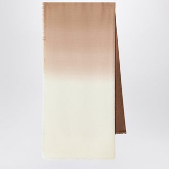 Loewe Sciarpa jacquard in lana e seta beige sfumata