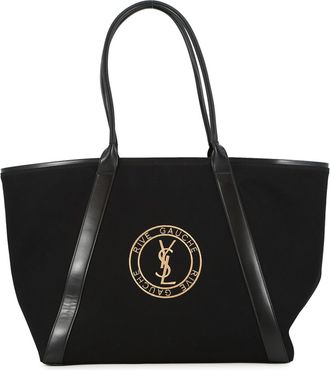 Saint Laurent Black Canvas Leather Handbag Tote Bag (Pre-Owned)