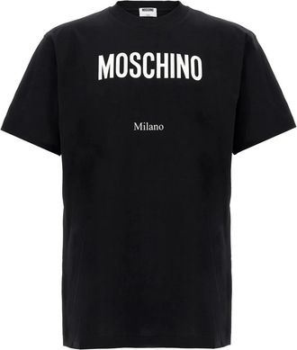 Moschino Tops, Heren, Zwart, S, Katoen, Katoenen Jersey T-shirt