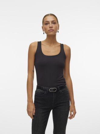 Vero Moda Shirttop VERO MODA VMMILLION SL SQUARE TOP 2-WAY JRS NOOS, Damen, Gr. XL (42), schwarz, Jersey, Obermaterial: 86% Polyester, 14% Elasthan, unifarben, 