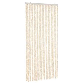 Berkfield Home Fly Curtain Beige & White 90x220 cm Chenille