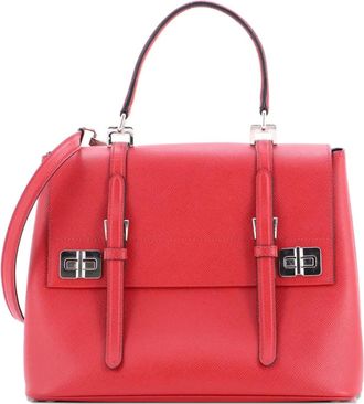 Prada Half Flap Double Turn Lock Saffiano Leather Medium satchel - Rood