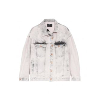 3x1 Denim Jackets, female, Gray, Size: XS Veste d&eacute;lav&eacute;e oversize asym&eacute;trique